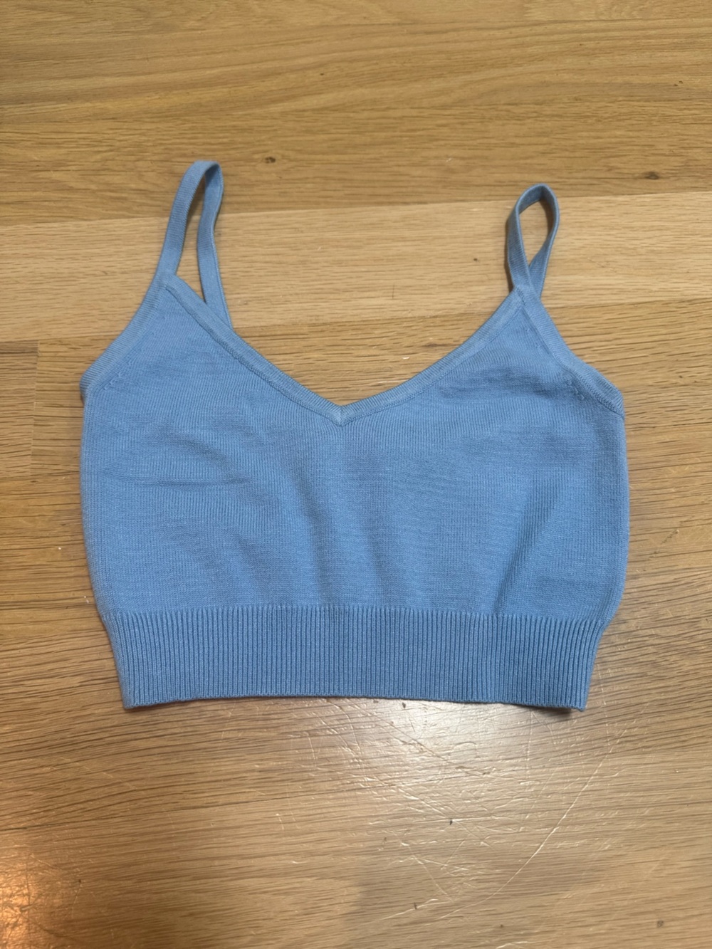 INTERMIX Sky Blue Knit Cropped Tank in Petite